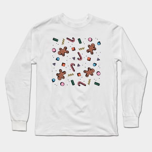 Retro Gingerbread Pattern Long Sleeve T-Shirt